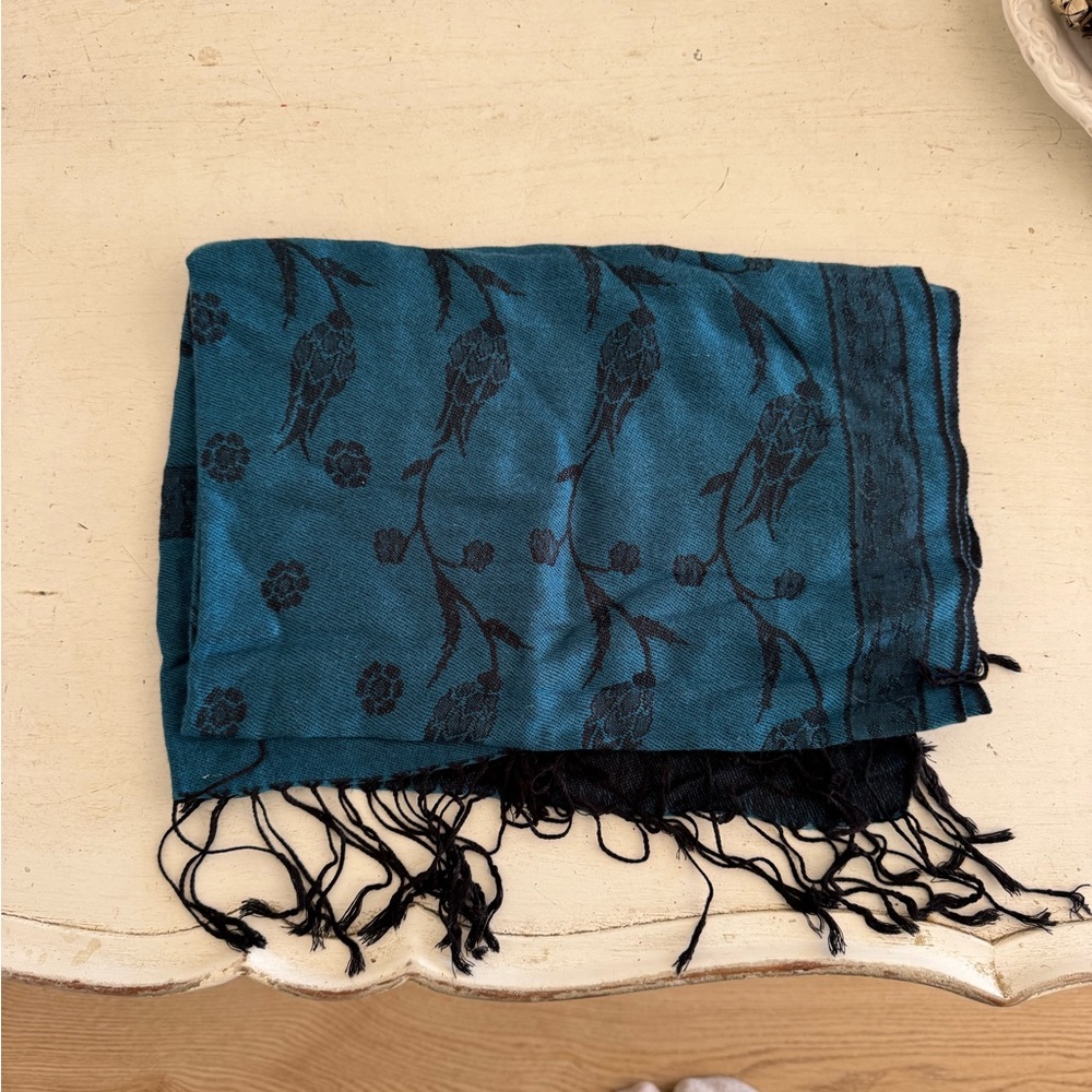 Pashmina scarf black and teal
